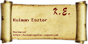 Kulman Eszter névjegykártya